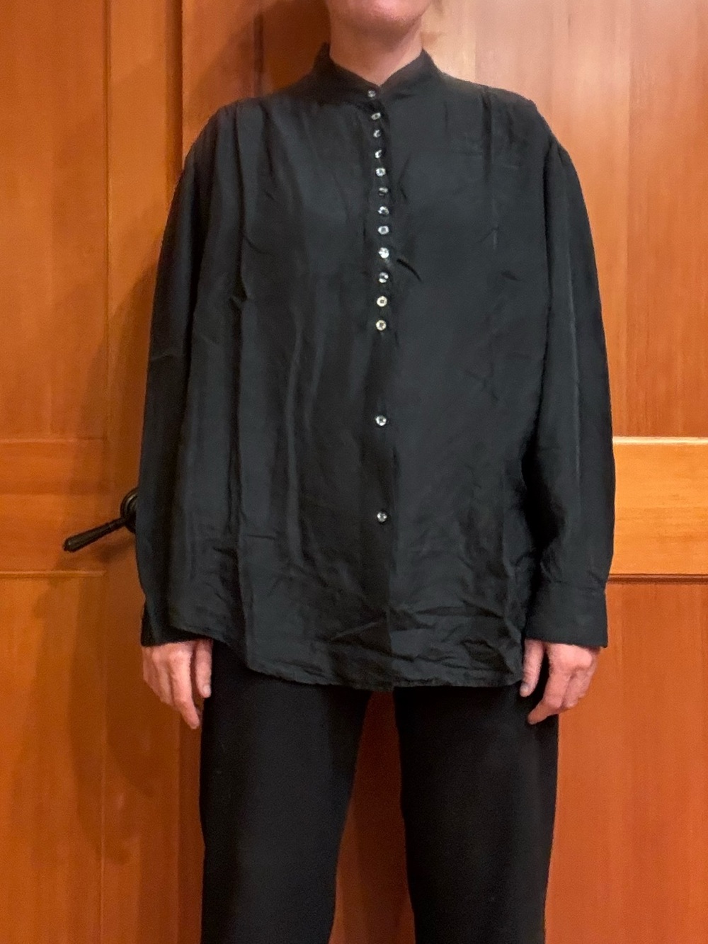 Black Vintage 100% Silk Shirt